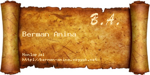 Berman Anina névjegykártya